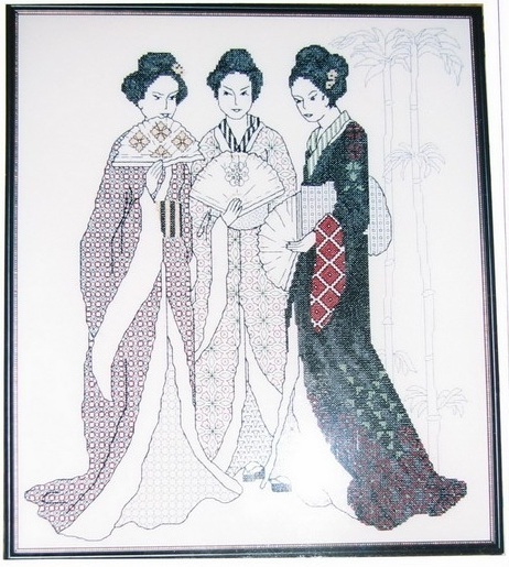 Схема вышивания крестом - Три девушки